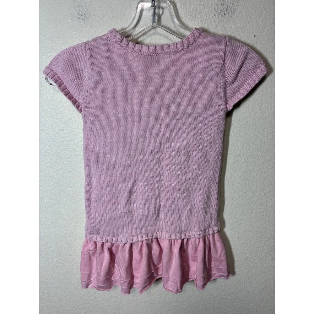 Cherokee Sweater Dress Sparkle Short Sleeve Knit Retro Y2K Pink Size 5T Girls